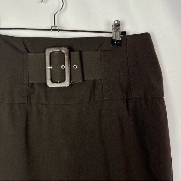 Grace Elements Dark Brown Belted Knee Length Pencil Skirt 6 - Picture 3 of 3